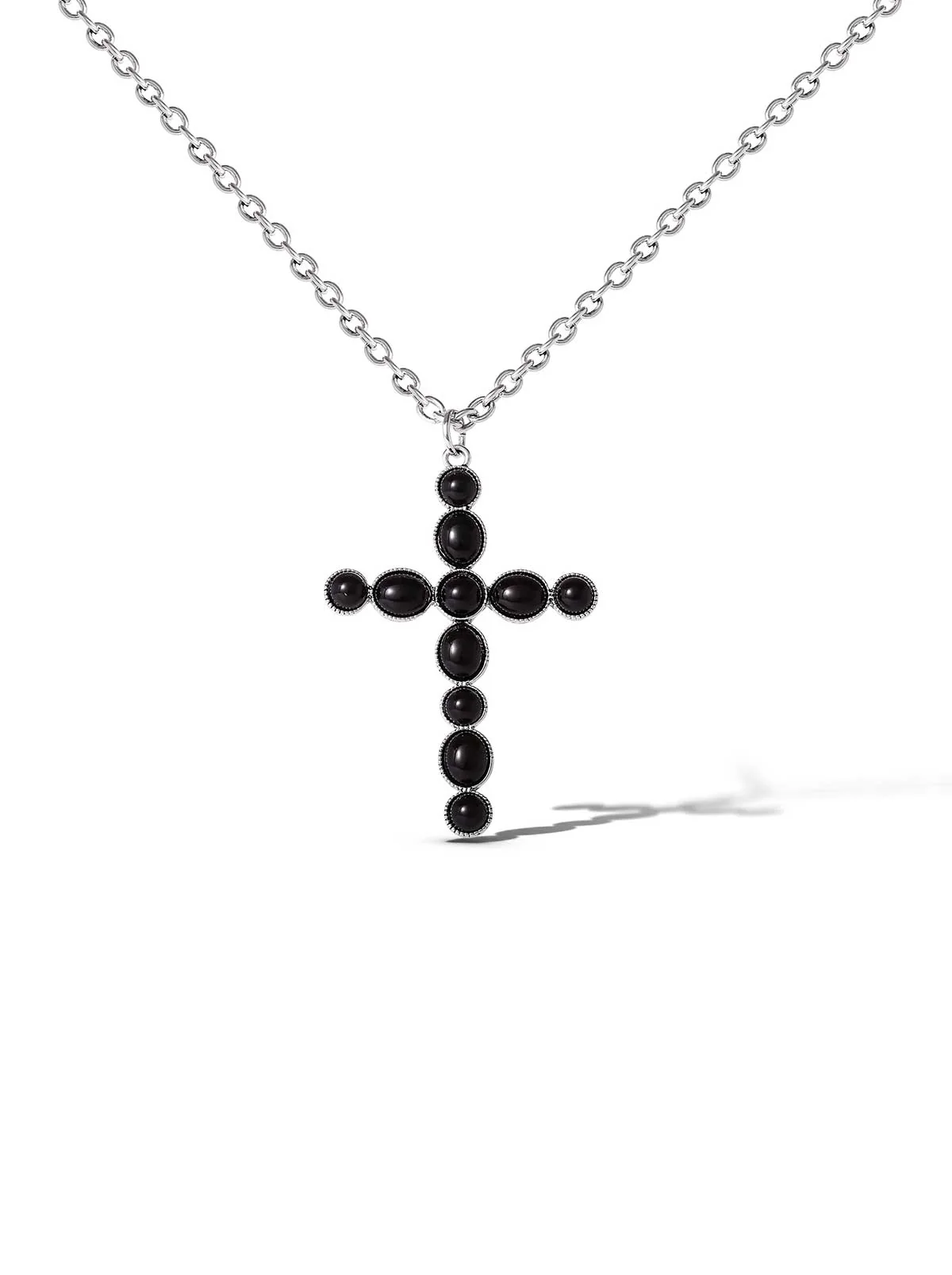 Black Acrylic Cross Necklace - Image 2