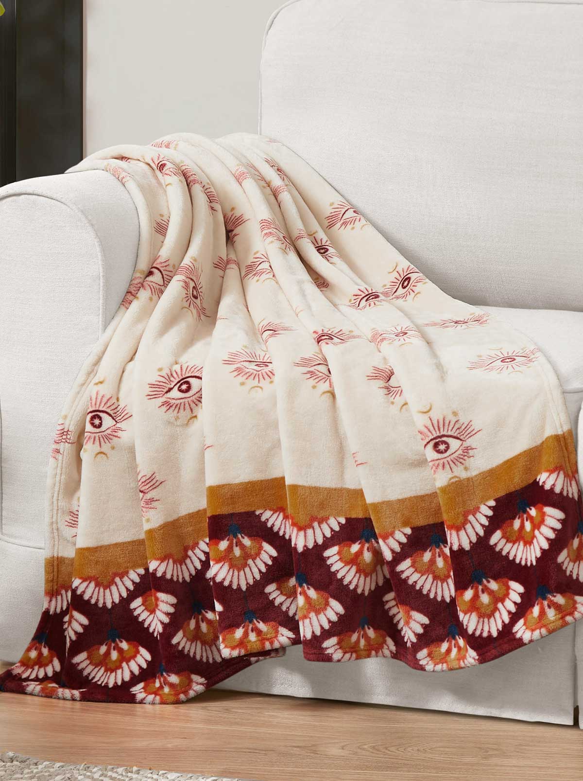 Celeste Plush Throw in Burgandy Red - Image 3