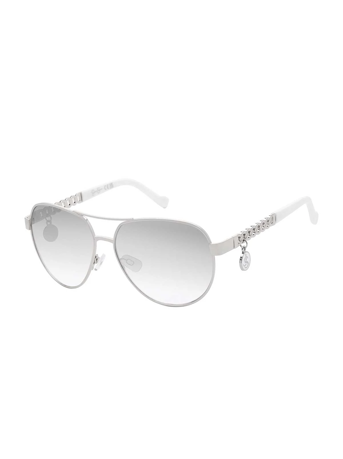 Chain Aviator Detail Sunglasses in Silver