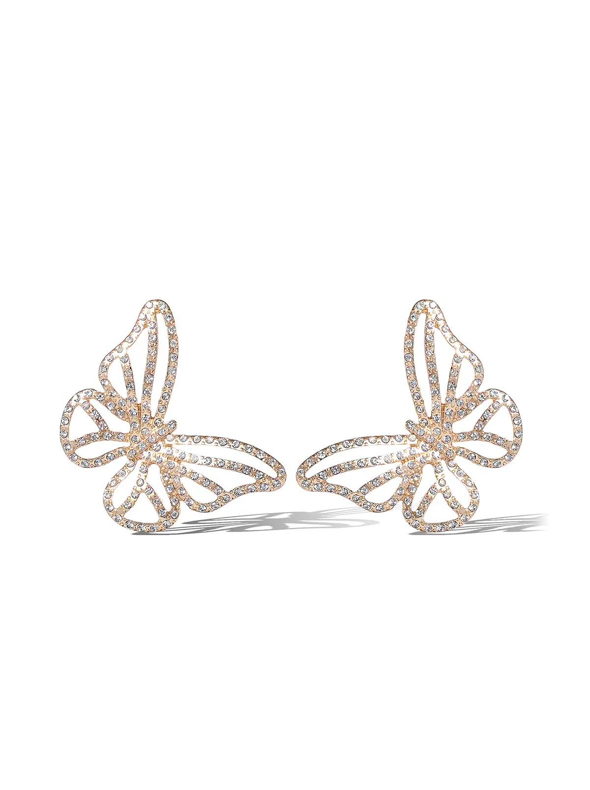 Crystal-Studded Butterfly Earrings - Image 2
