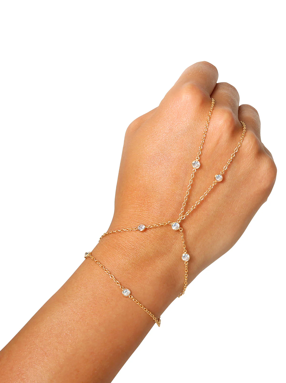 Demi Fine Hand Chain in Jeweled Gold - Image 3