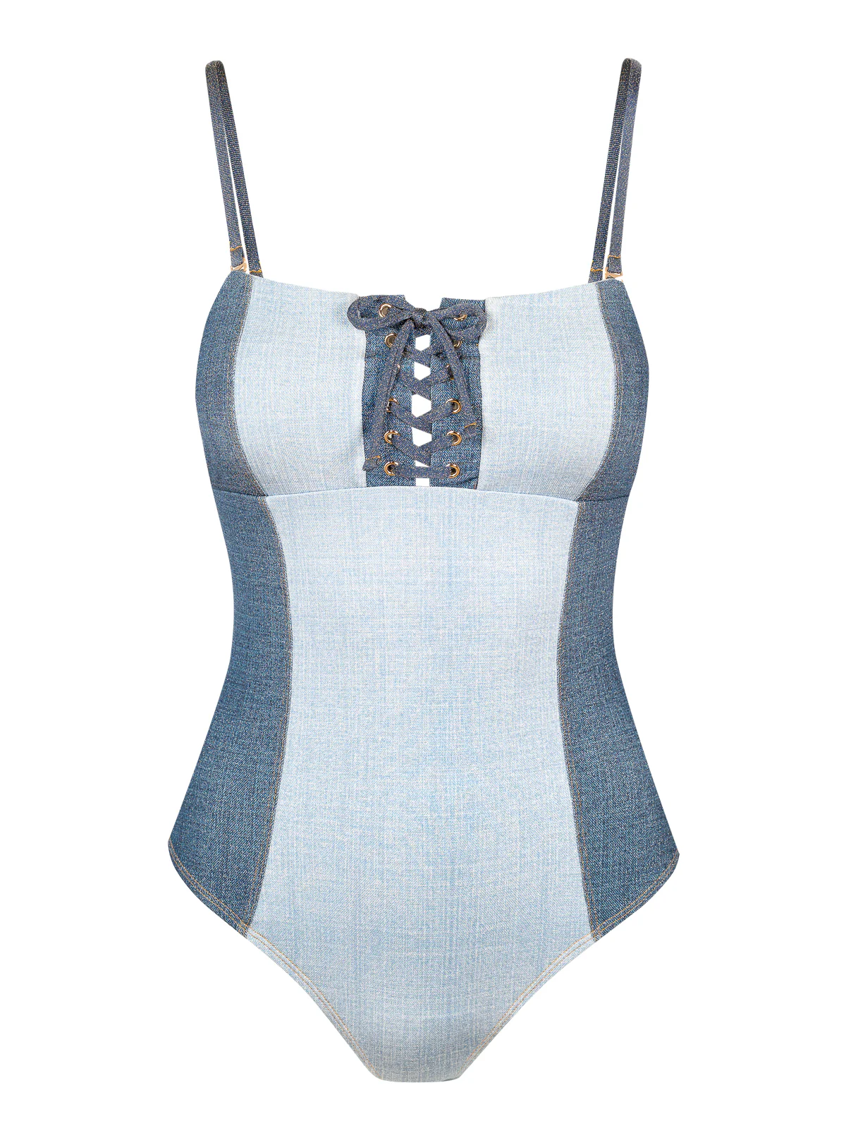 Lace Up One Piece in Denim Dream - Image 5