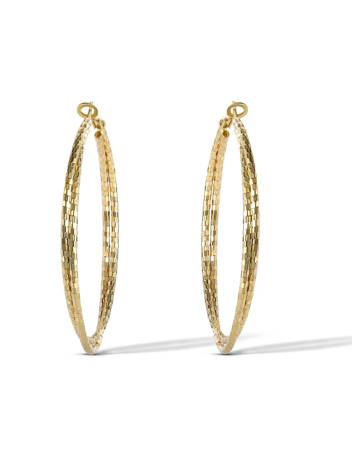 Double Hoop Faceted Earrings - Image 3