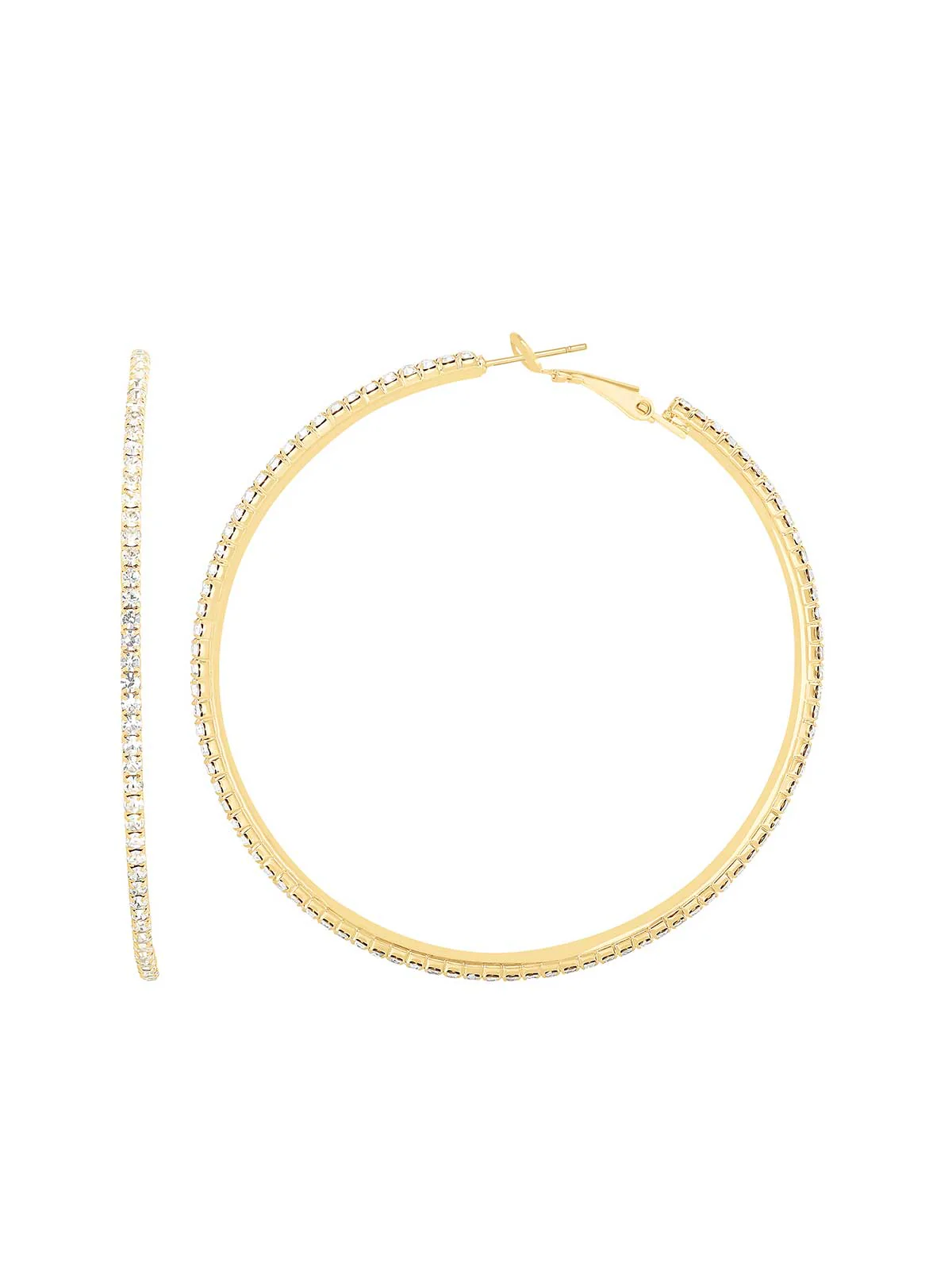 Gold-Tone Crystal Pave Hoop Earrings