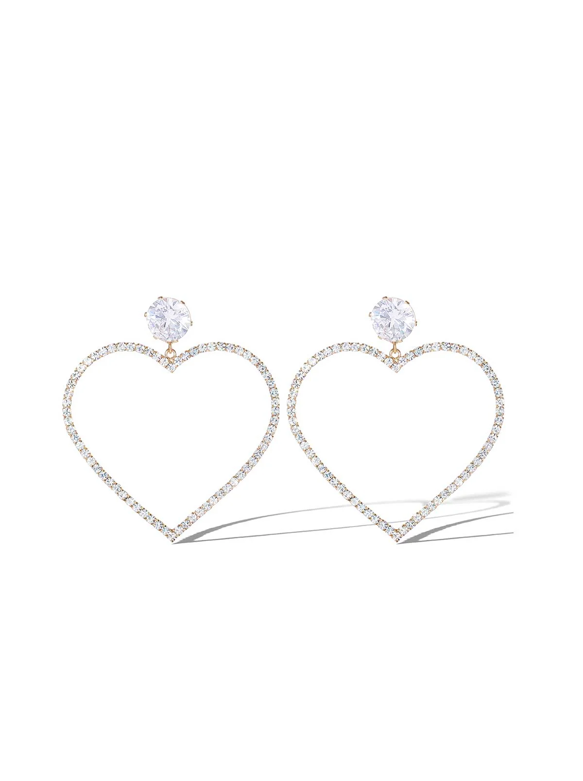 Heart-Shaped Crystal Drop Earrings - Image 2