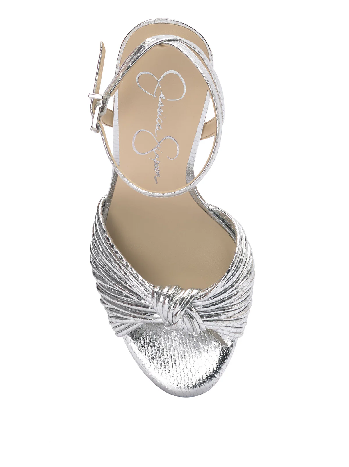 Immie Platform Sandal in Silver Snake - Image 5