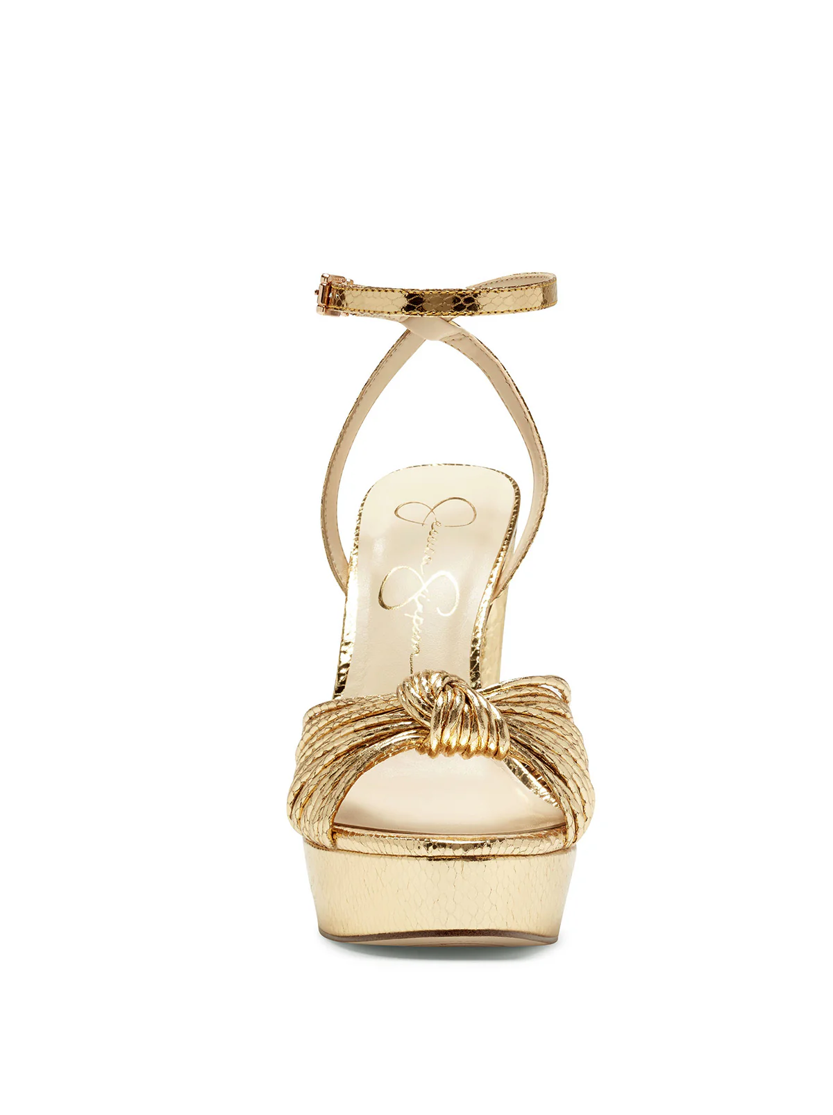 Immie Platform Sandal in Gold Snake - Image 3