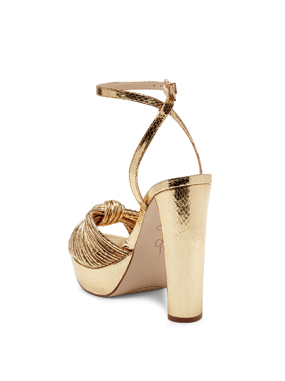 Immie Platform Sandal in Gold Snake - Image 4
