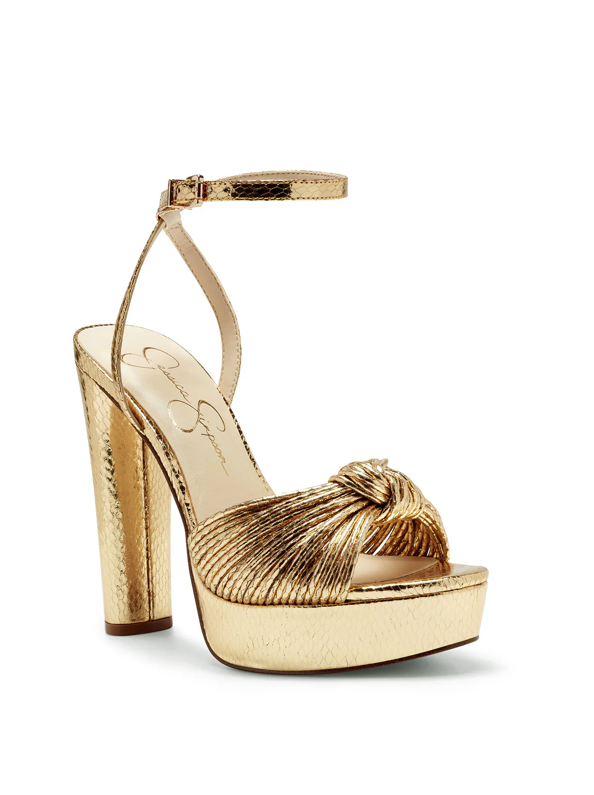 Immie Platform Sandal in Gold Snake - Image 5