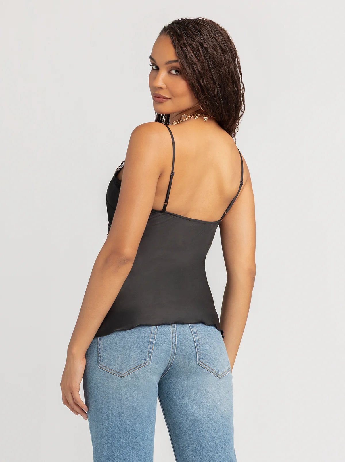 Jessica Simpson 2.0 Emmy Lace Trim Cami in Black - Image 3