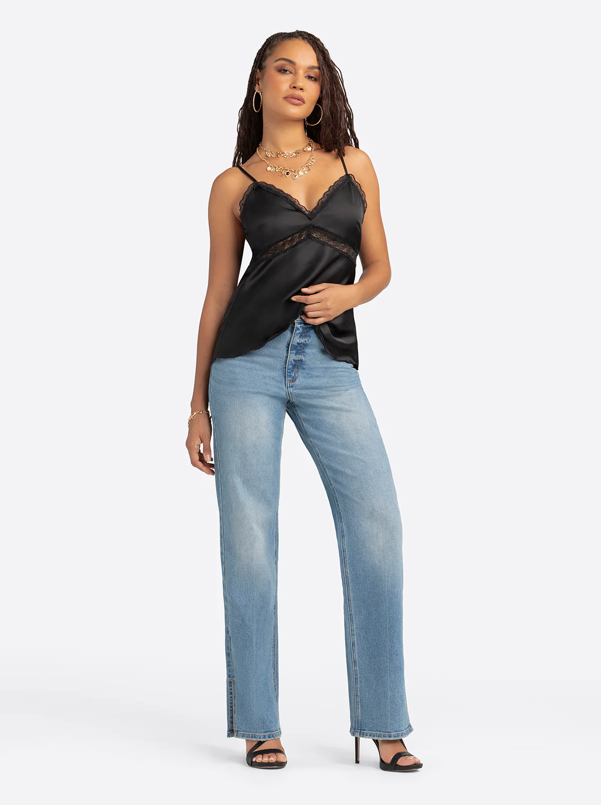 Jessica Simpson 2.0 Emmy Lace Trim Cami in Black - Image 4