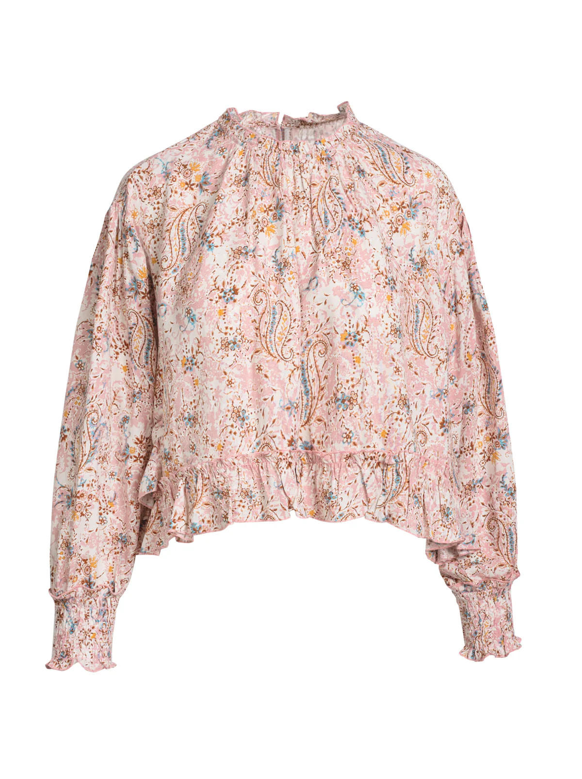 JS Jessica Simpson Anaya Mock Neck Blouse in Shell-Calia Paisley - Image 5