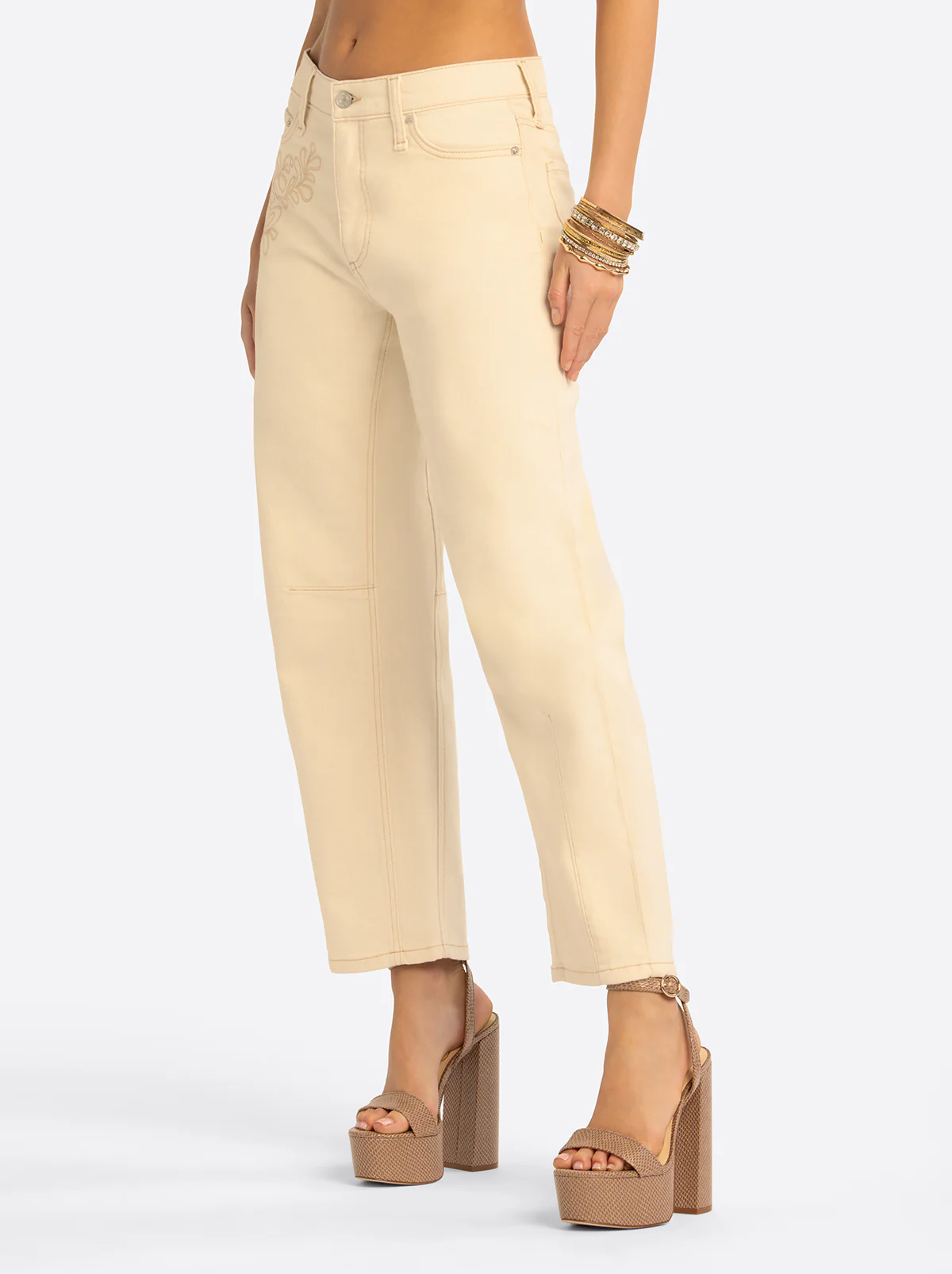 JS Jessica Simpson Austin Darted Barrel Jean in Undyed Natural - Image 3