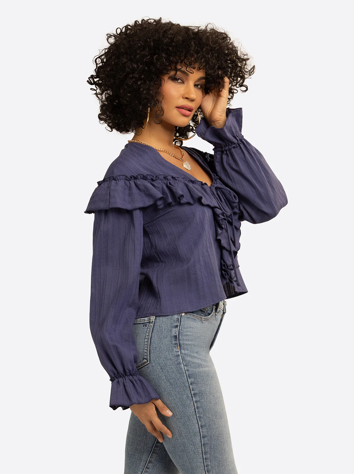 JS Jessica Simpson Daphne Blouse in Deep Cobalt - Image 3