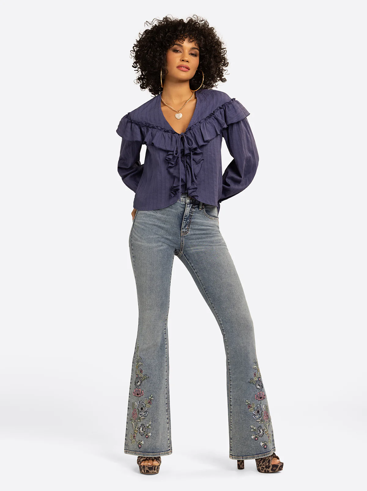 JS Jessica Simpson Daphne Blouse in Deep Cobalt - Image 5