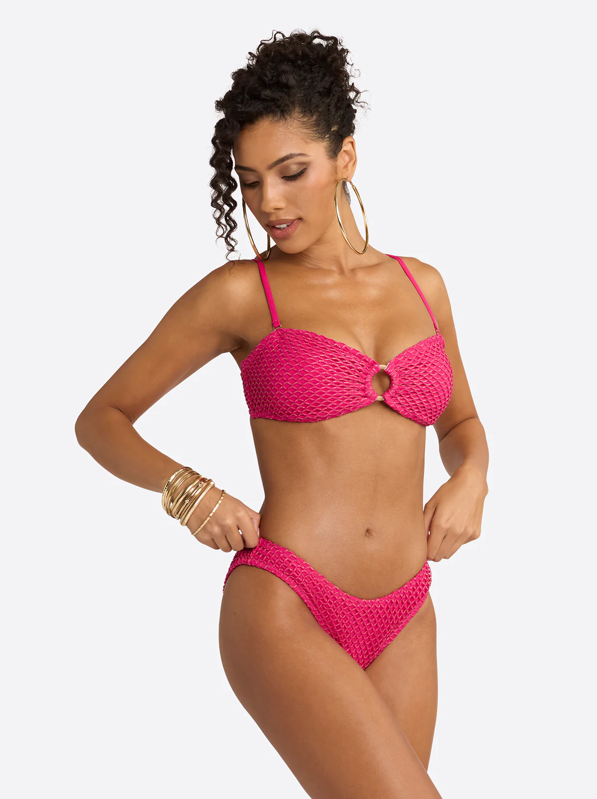 Crochet Ring Bandeau Top in Berry - Image 3