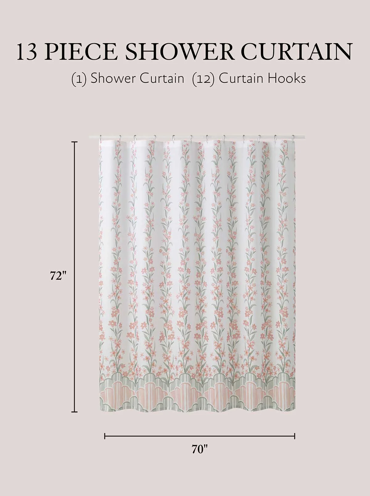 Nori Floral Blush Shower Curtain Set - Image 4