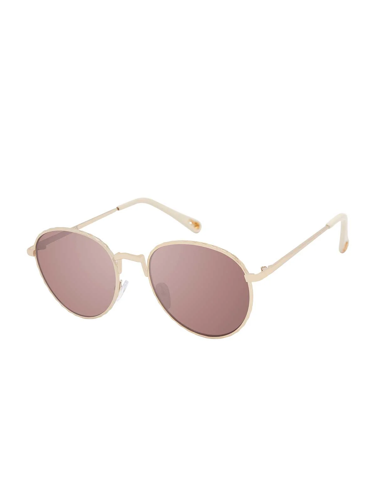 Stylish Metal Round Sunglasses in Matte Champagne