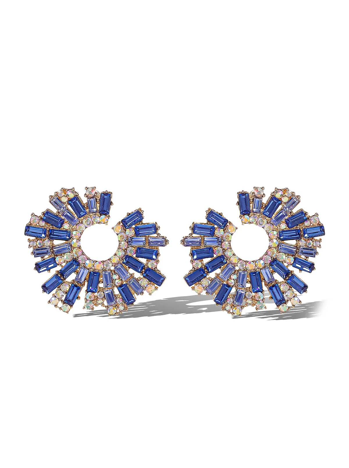 Sunburst Blue Crystal Earrings - Image 2