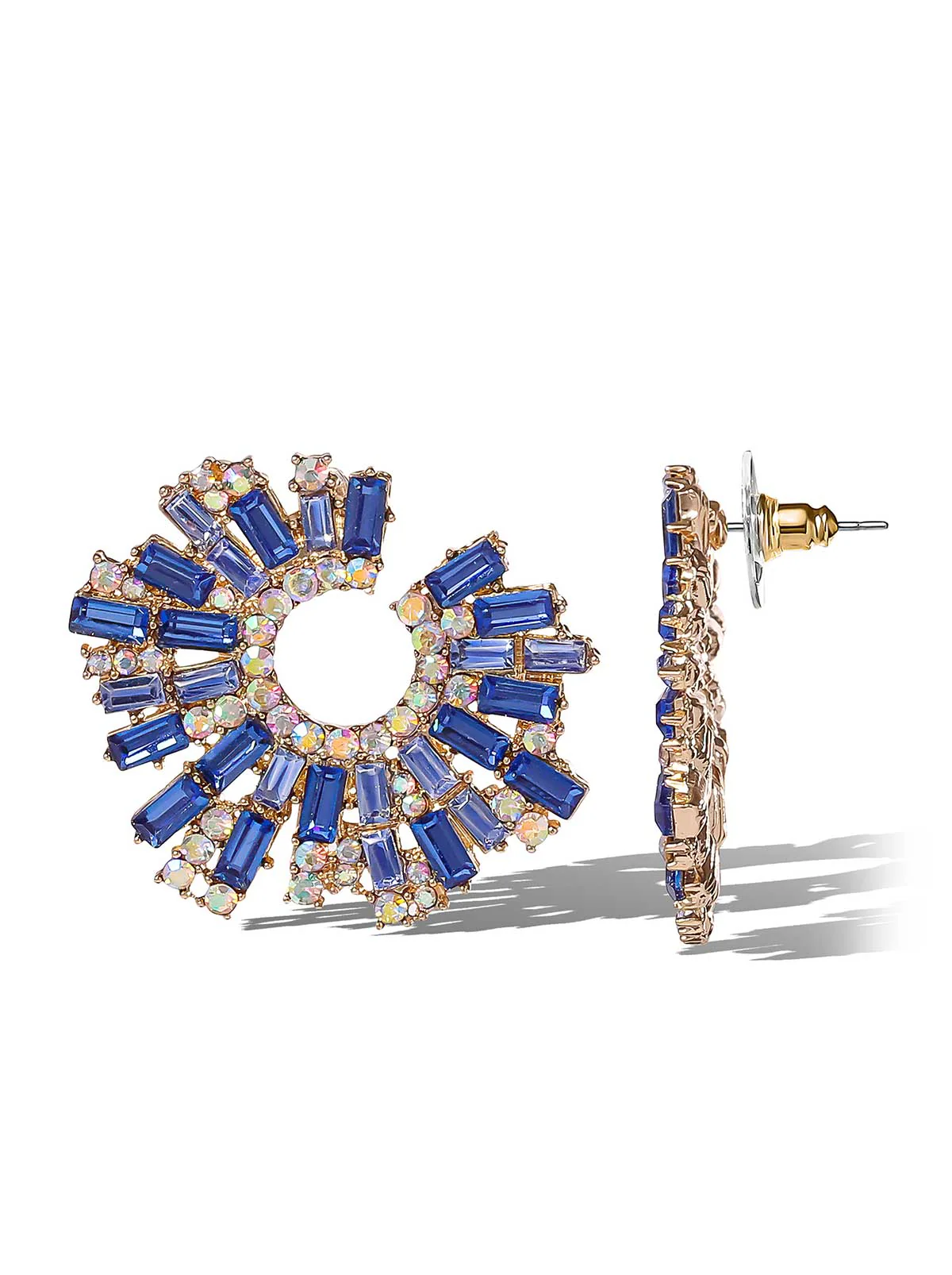 Sunburst Blue Crystal Earrings - Image 3