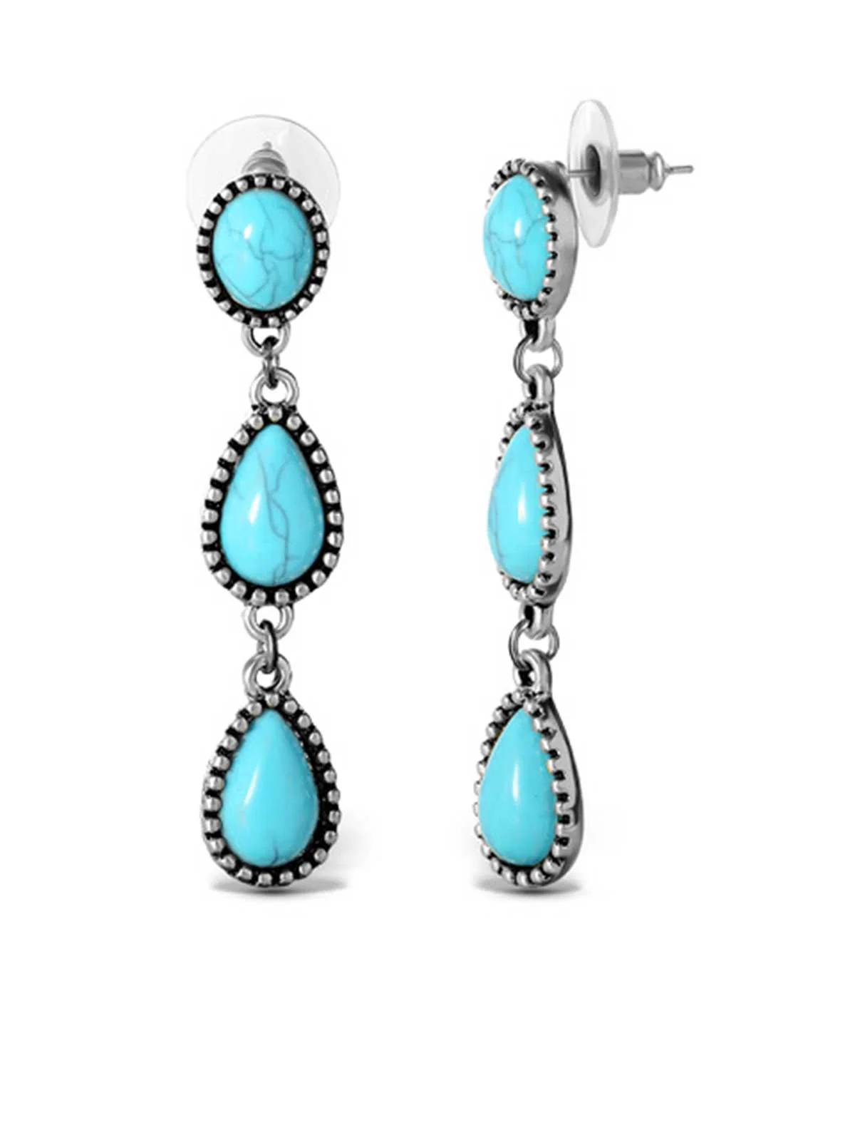 Three Stone Drop Earrings - Image 3
