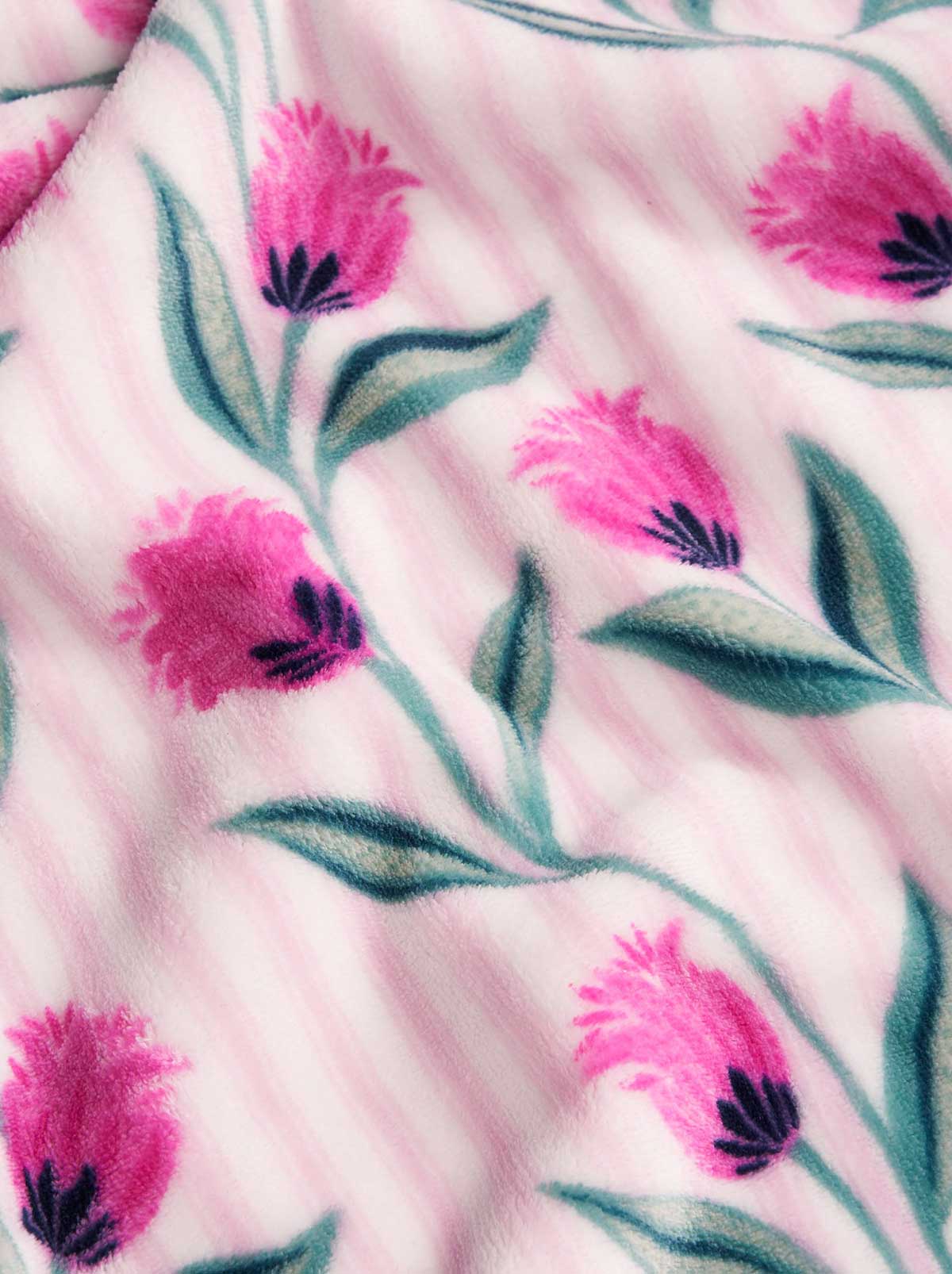 Tulip Stripe Pink Plush Throw Blanket - Image 3