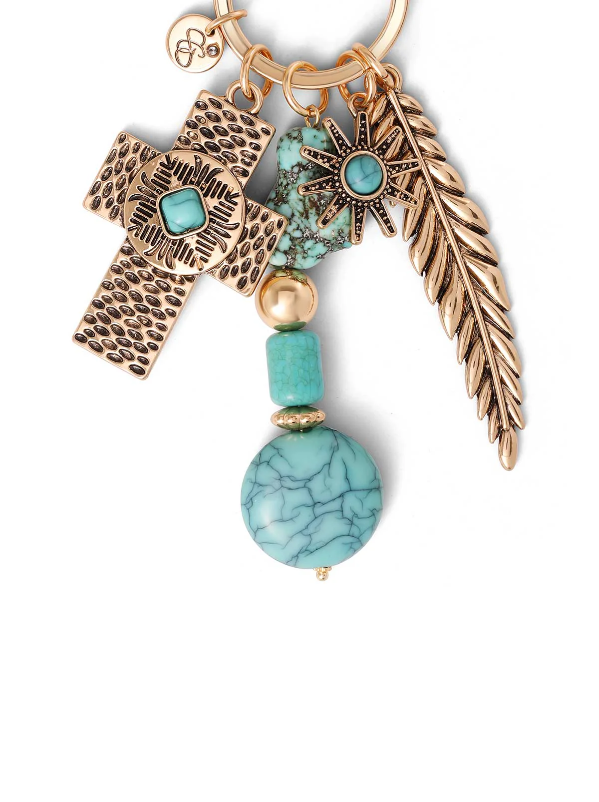Turquoise Gold Charms Keychain - Image 2