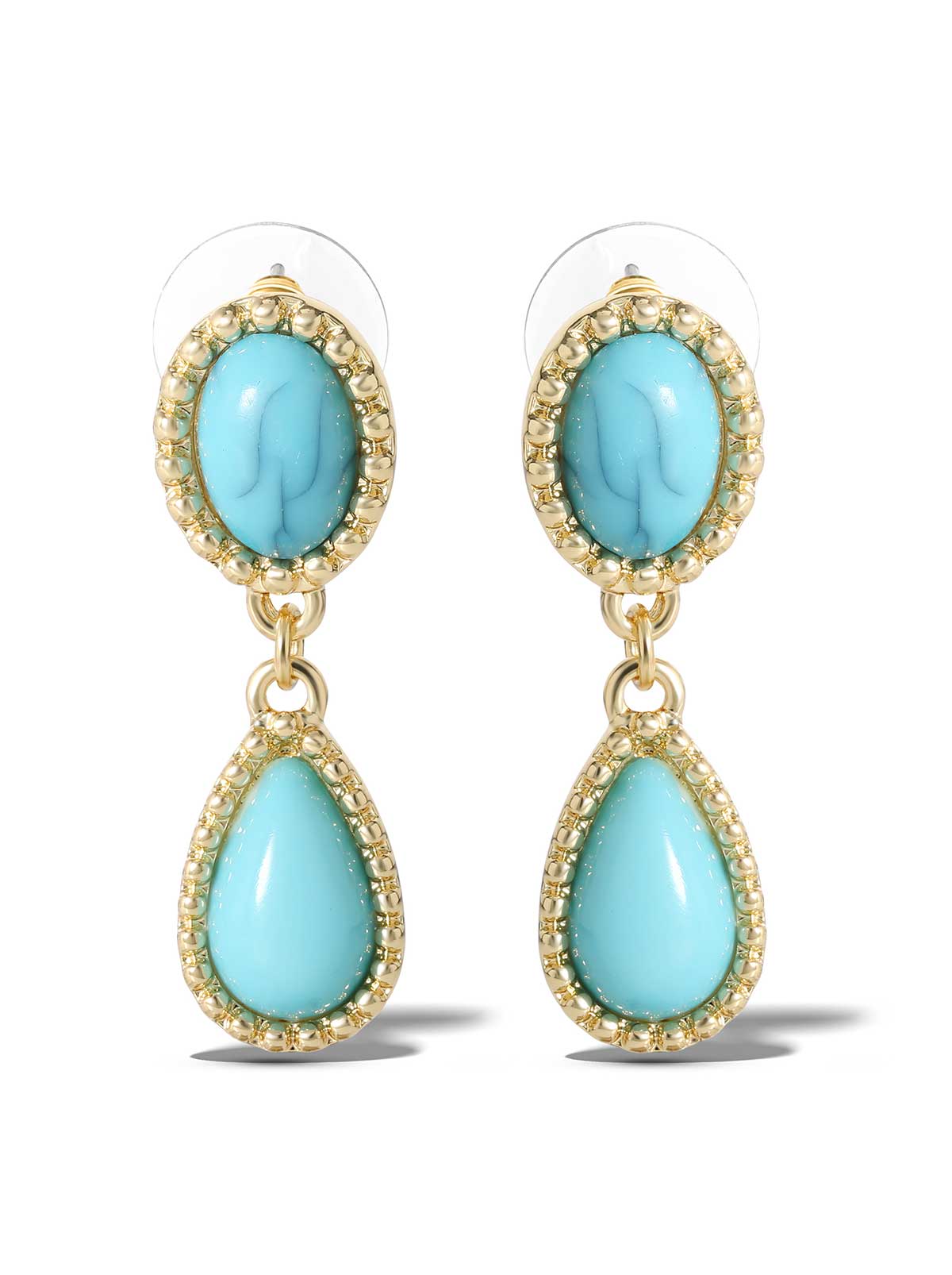 Turquoise Stone Drop Earrings - Image 3