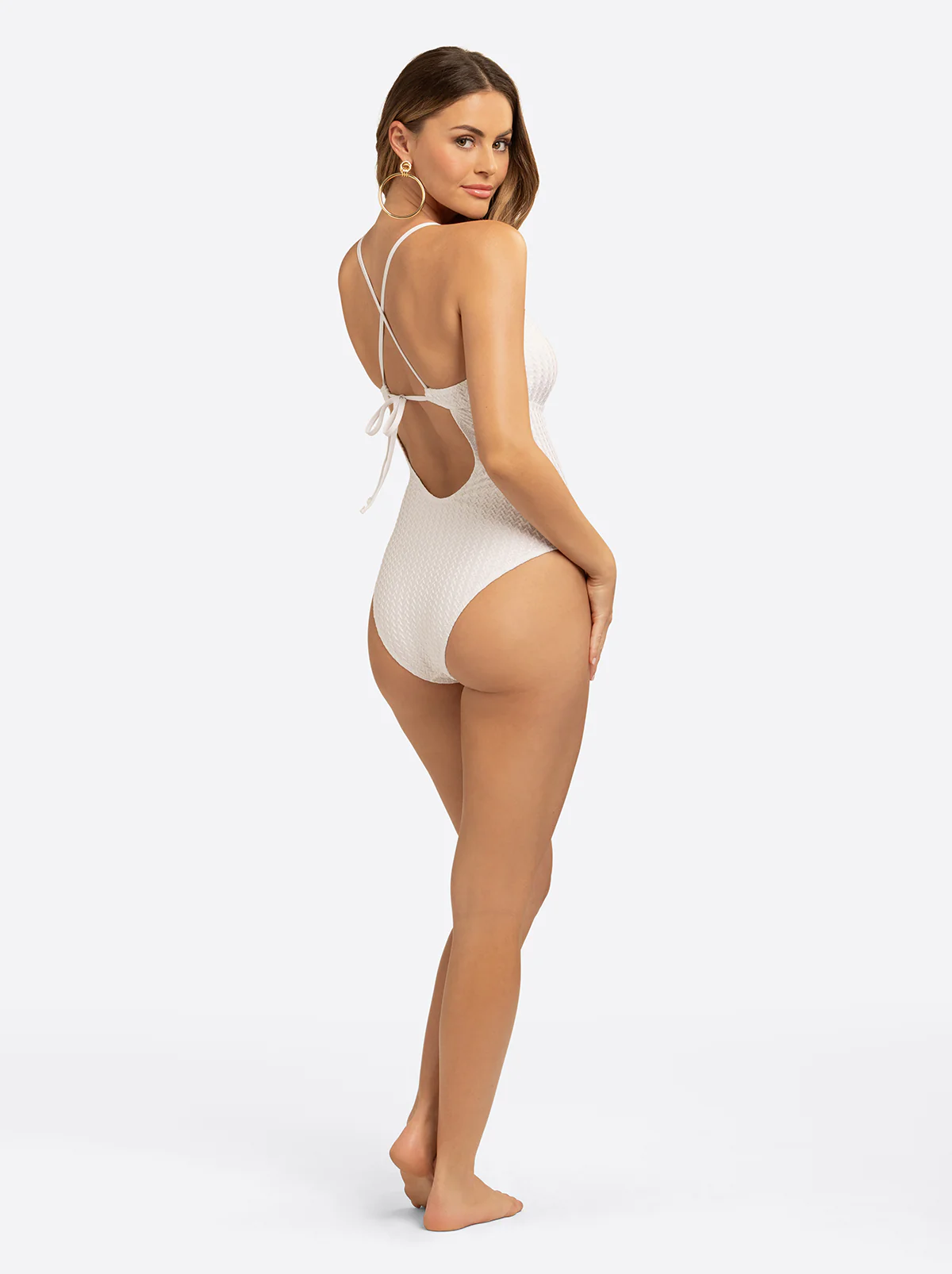 Twisted Jacquard Classic One Piece in White - Image 4
