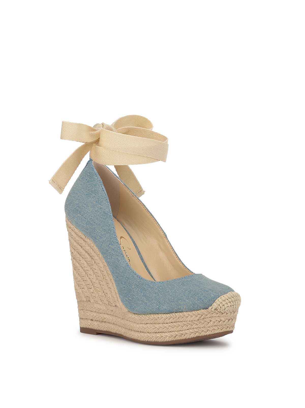 Zexie Platform Wedge in Denim - Image 4