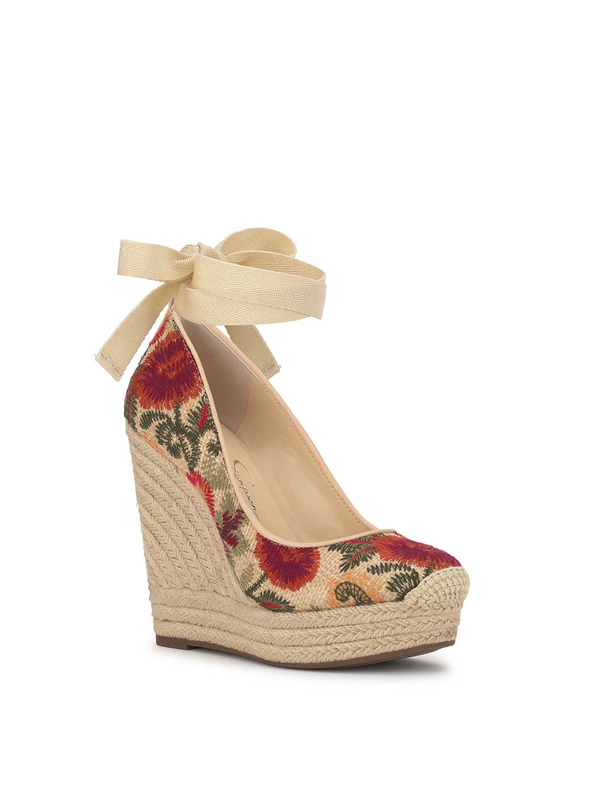 Zexie Platform Wedge in Floral Raffia - Image 4